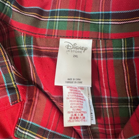 Disney Store Mens Mickey Mouse Red Plaid Christmas Pajama 2 Piece Plus 2XL - Picture 3 of 10